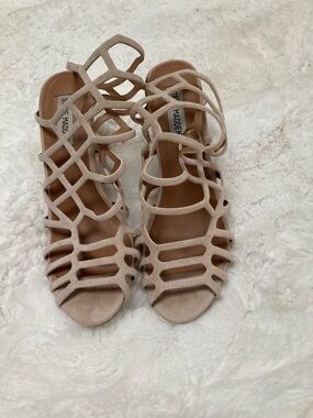 Steve Madden Beige Cage-Strap Gladiator Sandals